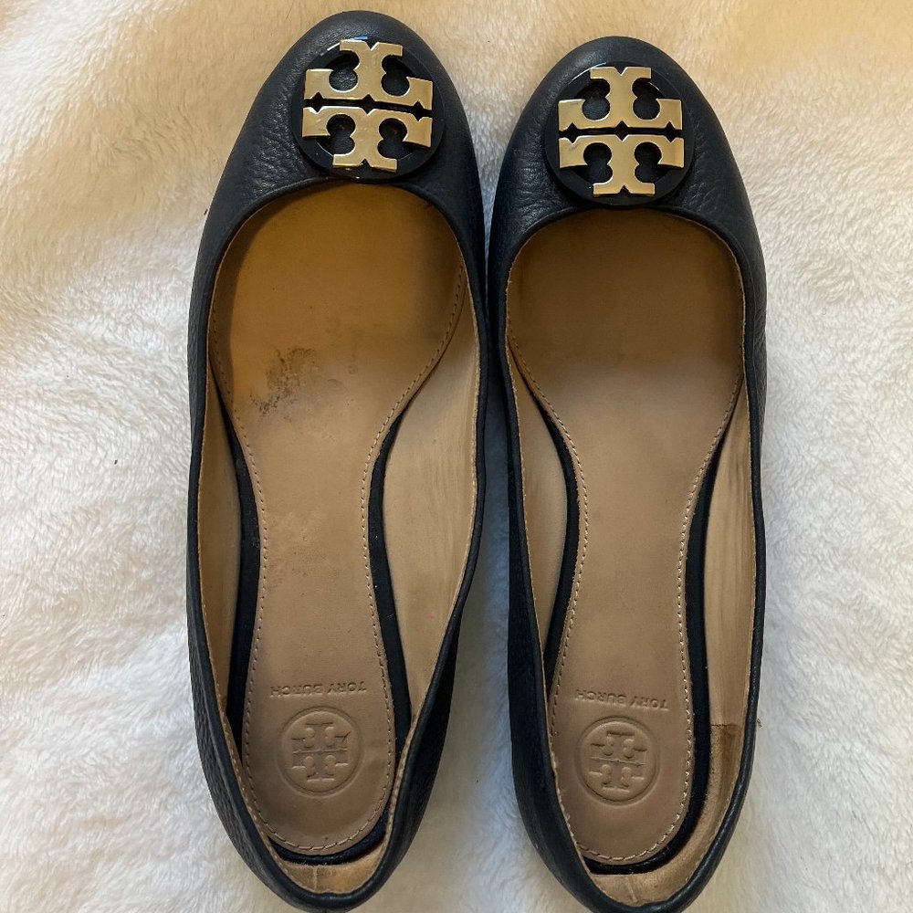 TORY BURCH Claire Ballet Flats Tumbled Leather, SZ 8.0M